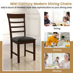 Wooden Dining Chair with Rubber Wood Frame Set of 2