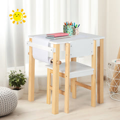 Kids Art Table and Chair Set with Drawer Paper Roll and 2 Markers and Drawer