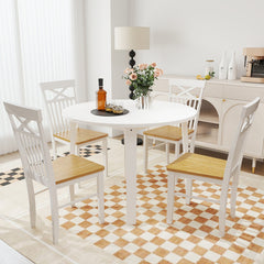 Wooden Kitchen Dining Chair Set of 2 with Rubber Wood Frame