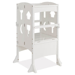 Folding Wooden Step Stool with Lockable Safety Rail for Toddler 3+