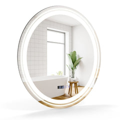 Anti-Fog Round Led Bathroom Mirror with 3 Color LED Lights