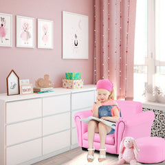 Mini Kids Single Armrest Couch Sofa with Ottoman