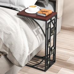 C-Shaped End Side Sofa Narrow Snack Table for Living Room