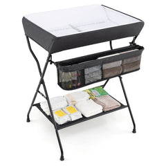 Portable Adjustable Height Newborn Nursery Organizer with Wheel In Black