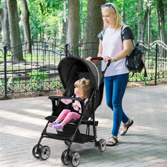 Toddler Travel Stroller for Airplane with Canopy and Adjustable Backrest
