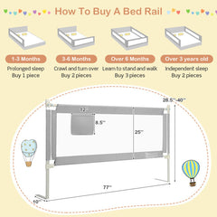 77 Inch Baby Bed Rail with Double Safety Child Lock