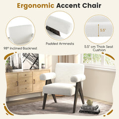 Upholstered Armchair with Natural Rubber Wood Legs and Sponge Padded Seat