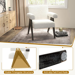 Upholstered Armchair with Natural Rubber Wood Legs and Sponge Padded Seat