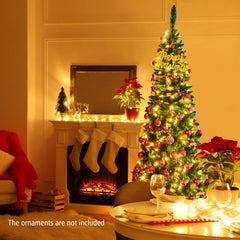 4.5/6.5/7.5 Feet Pre-Lit Hinged Artificial Pencil Christmas Tree