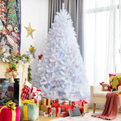 Artificial Christmas Tree with Iridescent Branch Tips and Metal Base