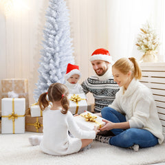 5/6/7 Feet Artificial Christmas Pencil Tree with Folding Metal Stand