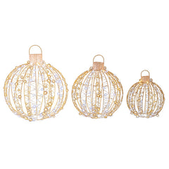 3 Pack Christmas LED Light Balls with Cable Ties and 6 Stakes