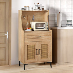 Coffee Bar Cabinet with Pegboard, Storage Drawer and Adjustable Shelf