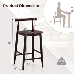 Counter Height Bar Chair Set with Acacia Wood Frame and Supporting Legs