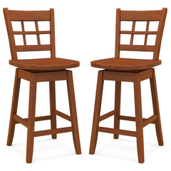 Counter Height Barstools Set of 2 with 6-Grid Hollow Back and Seat