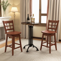 Counter Height Barstools Set of 2 with 6-Grid Hollow Back and Seat