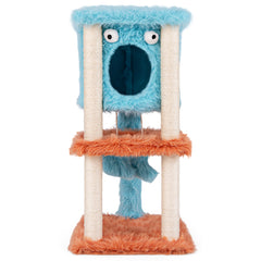 Cute Monster-Themed Cat Tower with Private Condo and Soft Long Plush