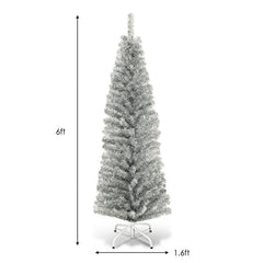 6 Feet Artificial Pencil Christmas Tree with Electroplated Technology