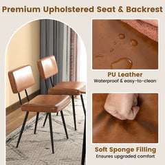 Dining Chair Set of 2 with Padded Backrest and Seat