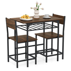 Dining Table Set with Metal Frame and Storage Rack
