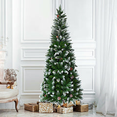 5/6/7.5 Feet Artificial Pencil Christmas Tree with Pine Cones