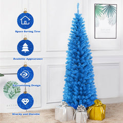 6 Feet Unlit Artificial Christmas Halloween Pencil Tree with Metal Stand