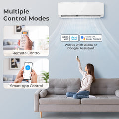Energy Star Certified 18000 BTU 21 SEER2 208-230V Mini Split Air Conditioner and Heater Wifi Enabled White