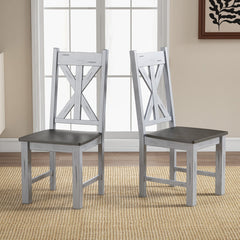 Farmhouse Chair Set of 2 with Rubber Wood Frame and Elegant Hollowed Backrest