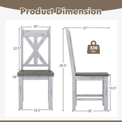 Farmhouse Chair Set of 2 with Rubber Wood Frame and Elegant Hollowed Backrest