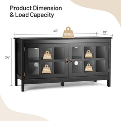 50 Inch Modern Wood Large TV Stand Entertainment Center with Glass Door