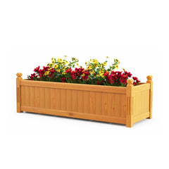 Wooden Rectangular Garden Bed with Drainage System