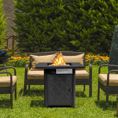 28 Inch Propane 50,000 BTU Patio Square Gas Fireplace with Lava Rock
