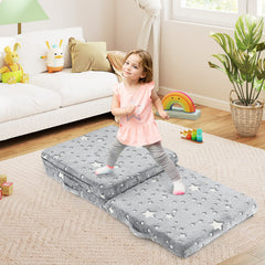 Foldable Floor Mattress for Kids with Washable Flannel Cover