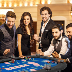 72 x 36 x 30.5 Inch Foldable Poker Table with 8 Cup Holders