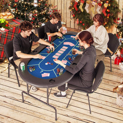 72 x 36 x 30.5 Inch Foldable Poker Table with 8 Cup Holders