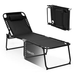 Patio Foldable Recline Lounge Chair with Adjustable Backrest and Footrest
