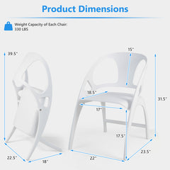Folding Dining Chairs Set of 2 with Armrest and High Backrest