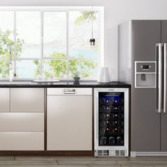 15 Inch 30-Bottle Stainless Steel Wine Cooler with Temperature Memory