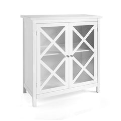 Buffet Cabinet with Tempered Glass Doors & Adjustable Shelves for Kitchen
