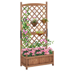 60 Inch Tall Raised Garden Bed with Diamond Lattice Trellis and Drainage Holes