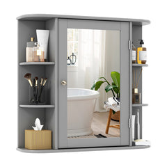 Wall-Mounted Bathroom Mirror Cabinet with Storage Shelves