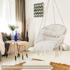 Hammock Chair with Thick Cushion & Macrame Holds up to 330 LBS