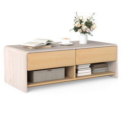 Home Coffee Table with 2 Drawers and 2 Storage Shelf