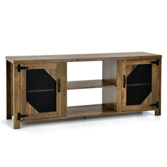 TV Stand for TVs up to 65-Inch with 2 Metal Mesh Doors and Ad