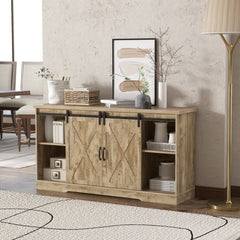 Farmhouse Entertainment Center with Adjustable Shelves for TVs up to 65 Inc
