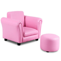 Mini Kids Single Armrest Couch Sofa with Ottoman
