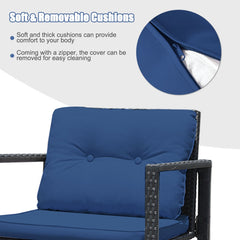 3 Pieces Cushioned Patio Rattan Set with Rocking Chair and Table