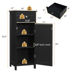 Wooden Storage Free-Standing Floor Cabinet with Drawer and Shelf