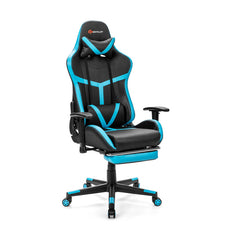 Massage Gaming Chair with Footrest Lumbar Support and Headrest
