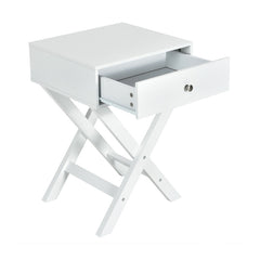 Modern X-Shaped Nightstand with Drawer for Living Room Bedroom